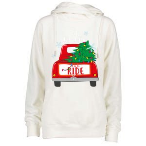 Oh What Fun It Is To Ride Christmas Tree Red Truck Xmas Cool Gift Womens Funnel Neck Pullover Hood