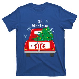 Oh What Fun It Is To Ride Christmas Tree Red Truck Xmas Cool Gift T-Shirt