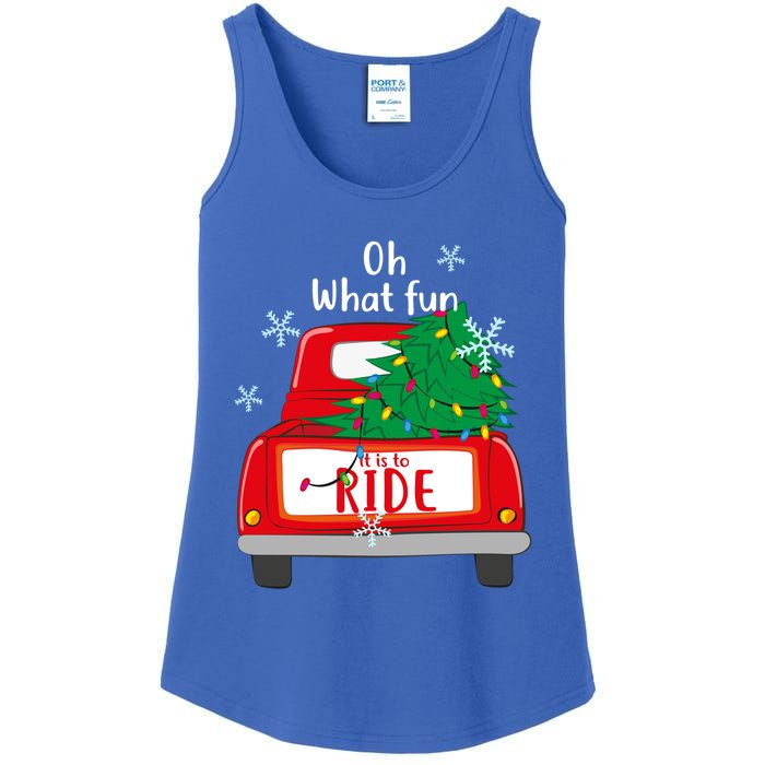 Oh What Fun It Is To Ride Christmas Tree Red Truck Xmas Cool Gift Ladies Essential Tank