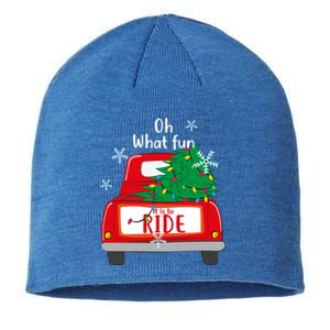 Oh What Fun It Is To Ride Christmas Tree Red Truck Xmas Cool Gift Sustainable Beanie