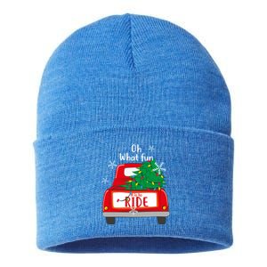 Oh What Fun It Is To Ride Christmas Tree Red Truck Xmas Cool Gift Sustainable Knit Beanie