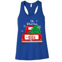 Oh What Fun It Is To Ride Christmas Tree Red Truck Xmas Cool Gift Women's Racerback Tank