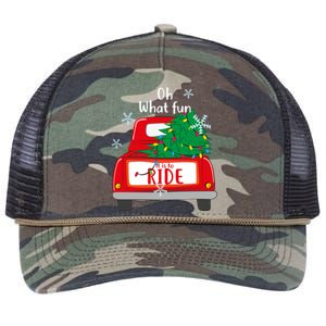 Oh What Fun It Is To Ride Christmas Tree Red Truck Xmas Cool Gift Retro Rope Trucker Hat Cap