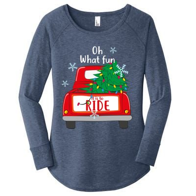 Oh What Fun It Is To Ride Christmas Tree Red Truck Xmas Cool Gift Women's Perfect Tri Tunic Long Sleeve Shirt