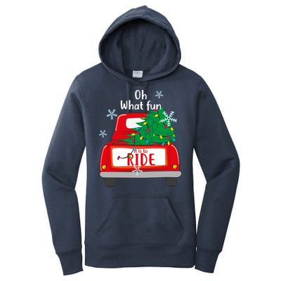 Oh What Fun It Is To Ride Christmas Tree Red Truck Xmas Cool Gift Women's Pullover Hoodie