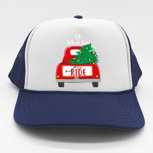 Oh What Fun It Is To Ride Christmas Tree Red Truck Xmas Cool Gift Trucker Hat