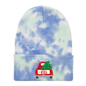 Oh What Fun It Is To Ride Christmas Tree Red Truck Xmas Cool Gift Tie Dye 12in Knit Beanie