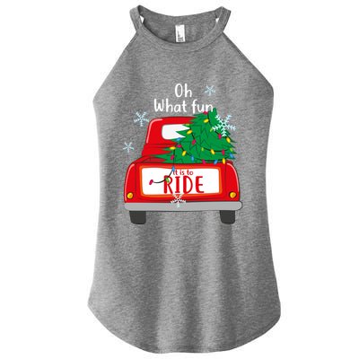 Oh What Fun It Is To Ride Christmas Tree Red Truck Xmas Cool Gift Women's Perfect Tri Rocker Tank