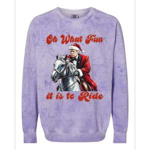 Oh What Fun It Is To Ride Humorous Trump Christmas Colorblast Crewneck Sweatshirt