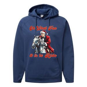 Oh What Fun It Is To Ride Humorous Trump Christmas Performance Fleece Hoodie