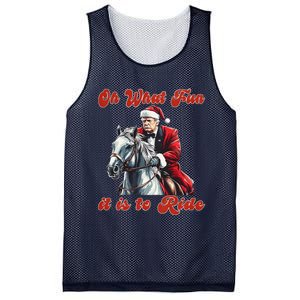 Oh What Fun It Is To Ride Humorous Trump Christmas Mesh Reversible Basketball Jersey Tank