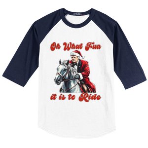 Oh What Fun It Is To Ride Humorous Trump Christmas Baseball Sleeve Shirt