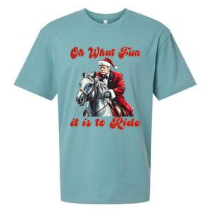 Oh What Fun It Is To Ride Humorous Trump Christmas Sueded Cloud Jersey T-Shirt