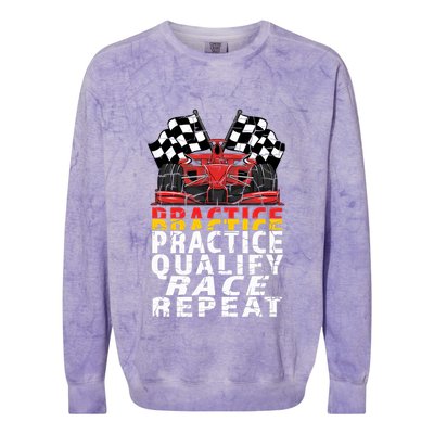 Open Wheel Formula Racing Car Practice Qualify Race Vintage Colorblast Crewneck Sweatshirt