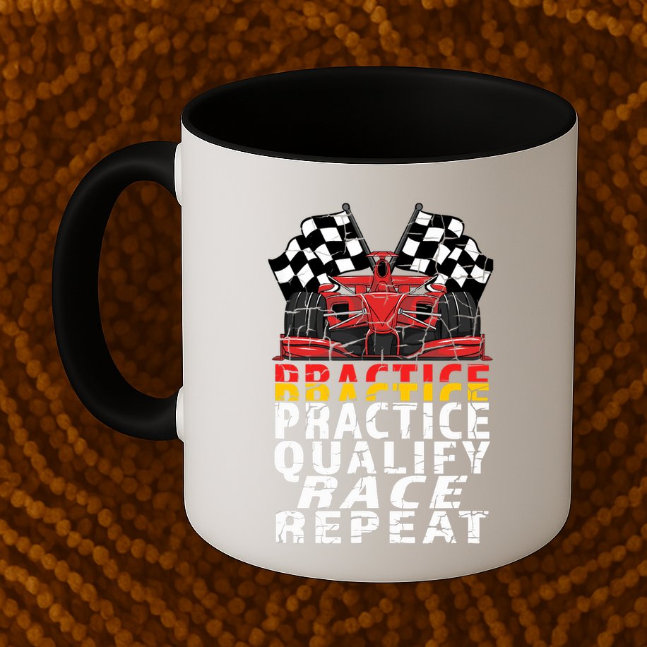 Open Wheel Formula Racing Car Practice Qualify Race Vintage Mug