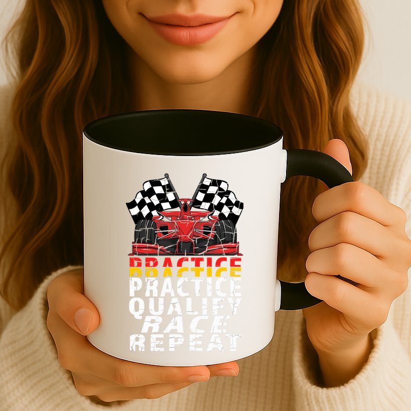 Open Wheel Formula Racing Car Practice Qualify Race Vintage Mug