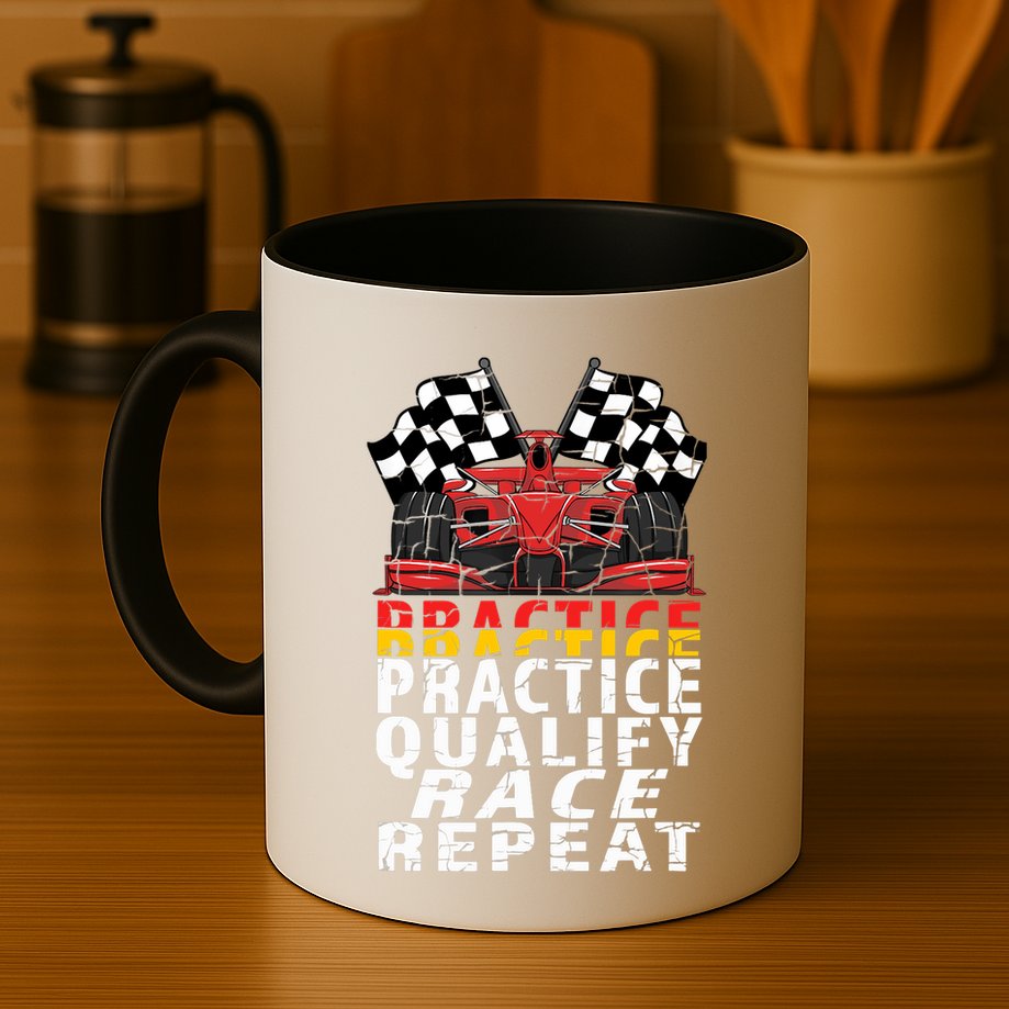 Open Wheel Formula Racing Car Practice Qualify Race Vintage Mug