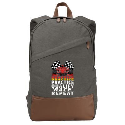 Open Wheel Formula Racing Car Practice Qualify Race Vintage Cotton Canvas Backpack