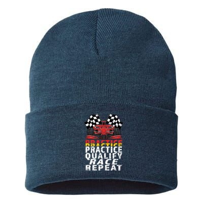 Open Wheel Formula Racing Car Practice Qualify Race Vintage Sustainable Knit Beanie