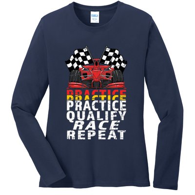 Open Wheel Formula Racing Car Practice Qualify Race Vintage Ladies Long Sleeve Shirt
