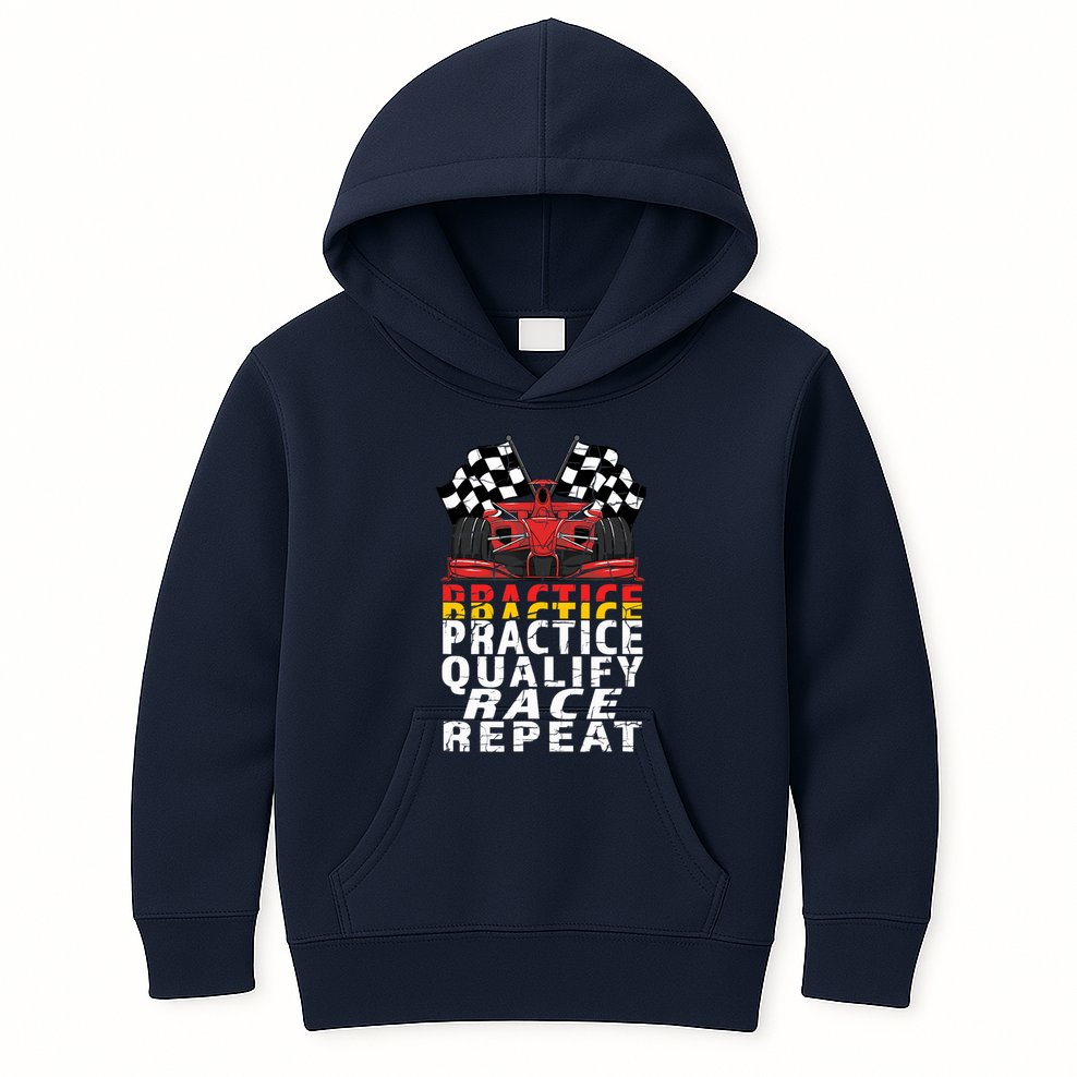 Open Wheel Formula Racing Car Practice Qualify Race Vintage Kids Hoodie