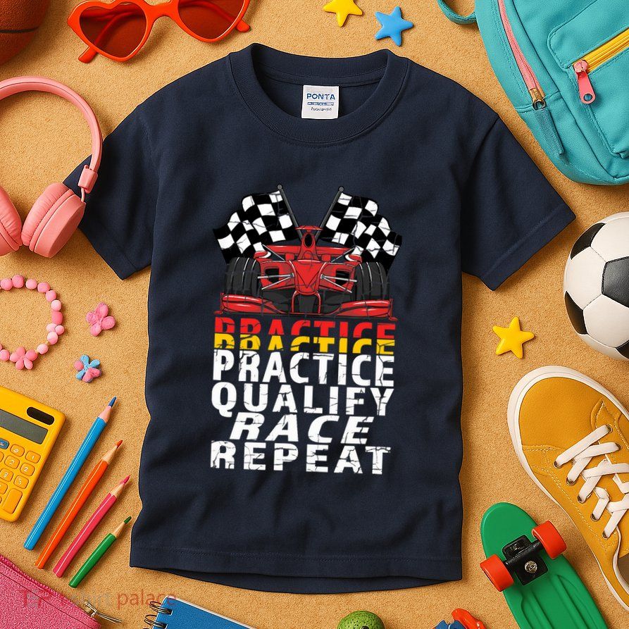 Open Wheel Formula Racing Car Practice Qualify Race Vintage Kids T-Shirt