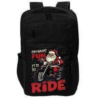 Oh What Fun It Is To Ride Funny Biker Santa On A Motorcycle Impact Tech Backpack