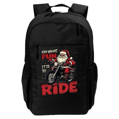 Oh What Fun It Is To Ride Funny Biker Santa On A Motorcycle Backpack