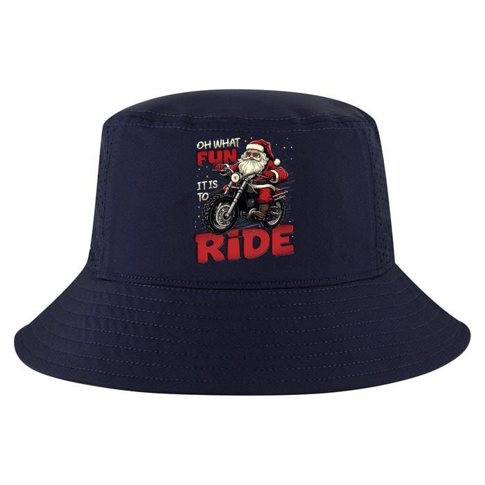 Oh What Fun It Is To Ride Funny Biker Santa On A Motorcycle Cool Comfort Performance Bucket Hat