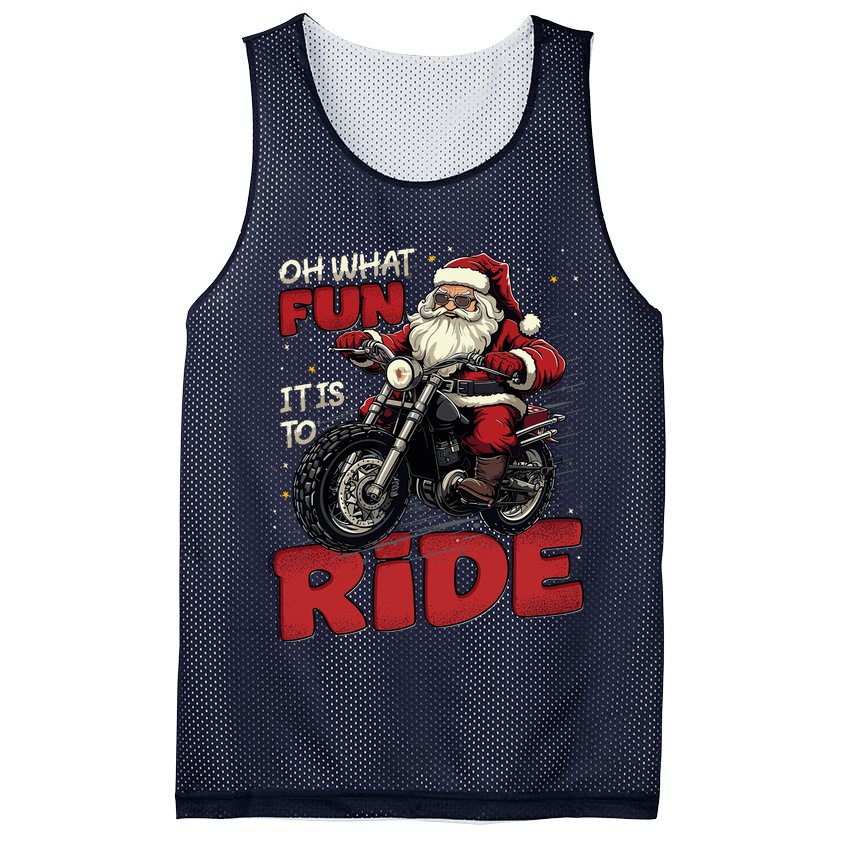 Oh What Fun It Is To Ride Funny Biker Santa On A Motorcycle Mesh Reversible Basketball Jersey Tank