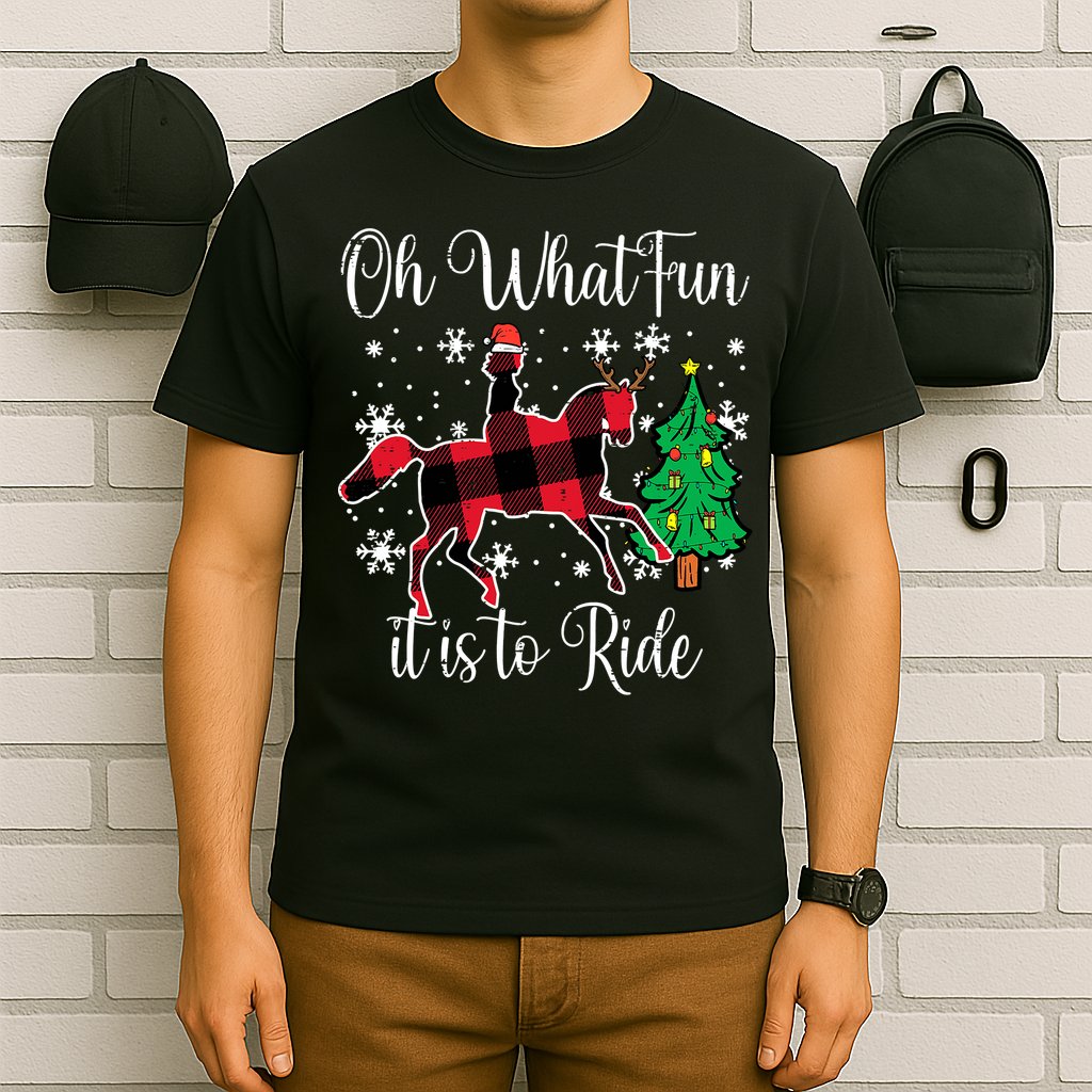 Oh What Fun it is to Ride Horse Ugly Santa Christmas Gifts T-Shirt