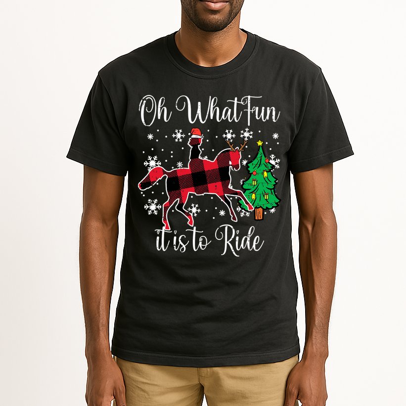 Oh What Fun it is to Ride Horse Ugly Santa Christmas Gifts Tall T-Shirt