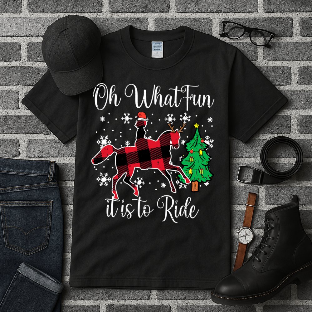 Oh What Fun it is to Ride Horse Ugly Santa Christmas Gifts Tall T-Shirt