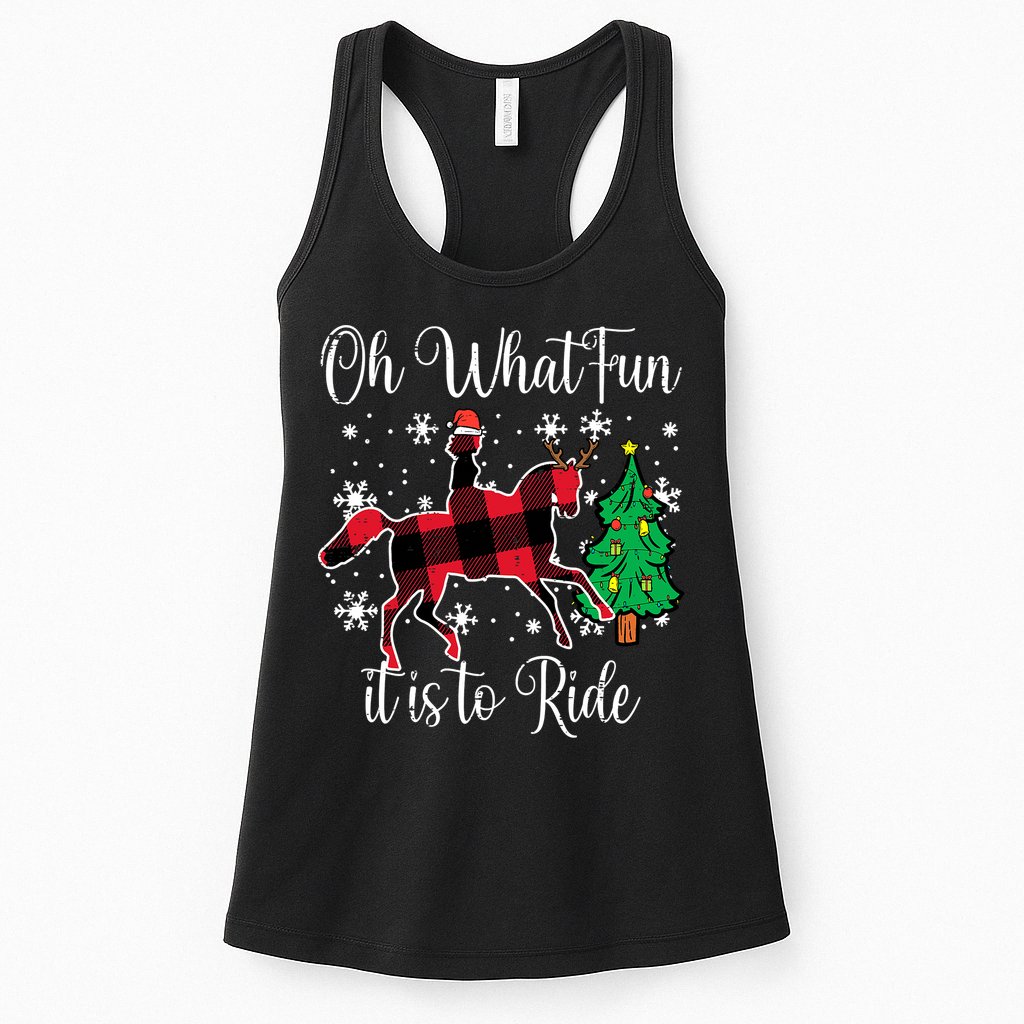 Oh What Fun it is to Ride Horse Ugly Santa Christmas Gifts Womens Tank Top