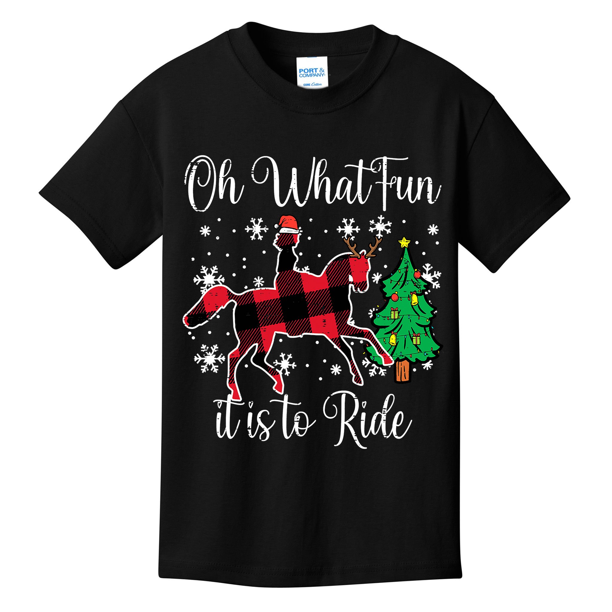 Oh What Fun it is to Ride Horse Ugly Santa Christmas Gifts Kids T-Shirt