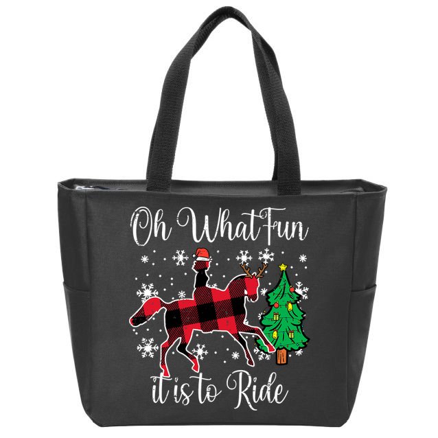 Oh What Fun it is to Ride Horse Ugly Santa Christmas Gifts Zip Tote Bag