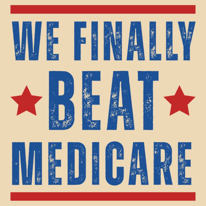 Official We Finally Beat Medicare Poltical Drawstring Bag