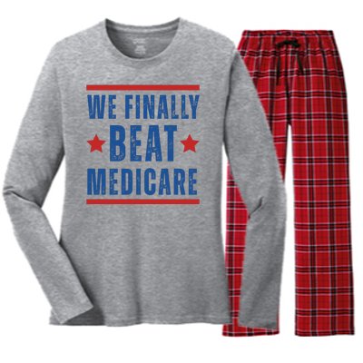 Official We Finally Beat Medicare Poltical Women's Long Sleeve Flannel Pajama Set 