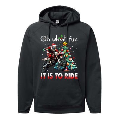 Oh What Fun It Is To Ride Motocross Christmas Performance Fleece Hoodie