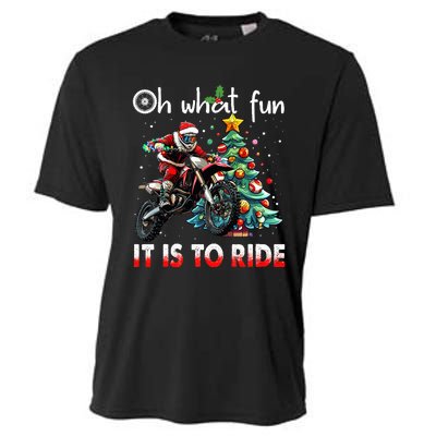 Oh What Fun It Is To Ride Motocross Christmas Cooling Performance Crew T-Shirt