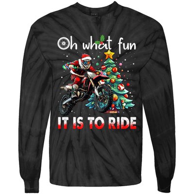 Oh What Fun It Is To Ride Motocross Christmas Tie-Dye Long Sleeve Shirt