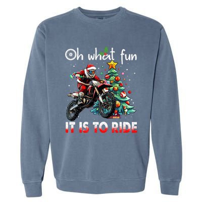 Oh What Fun It Is To Ride Motocross Christmas Garment-Dyed Sweatshirt