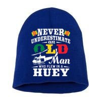 Old Who Flew In A Huey Helicopter Pilot Vietnam Veteran Gift Short Acrylic Beanie