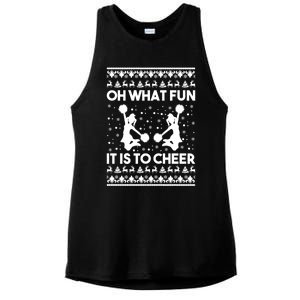 Oh What Fun It Is To Cheer Poms Love Xmas Cheerleader Ladies PosiCharge Tri-Blend Wicking Tank