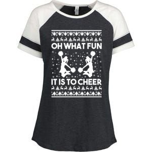 Oh What Fun It Is To Cheer Poms Love Xmas Cheerleader Enza Ladies Jersey Colorblock Tee