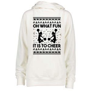 Oh What Fun It Is To Cheer Poms Love Xmas Cheerleader Womens Funnel Neck Pullover Hood