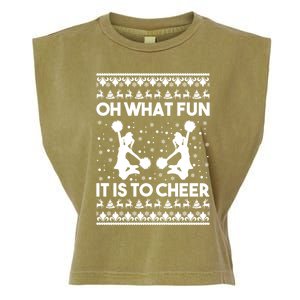 Oh What Fun It Is To Cheer Poms Love Xmas Cheerleader Garment-Dyed Women's Muscle Tee