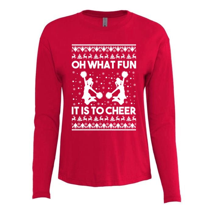 Oh What Fun It Is To Cheer Poms Love Xmas Cheerleader Womens Cotton Relaxed Long Sleeve T-Shirt