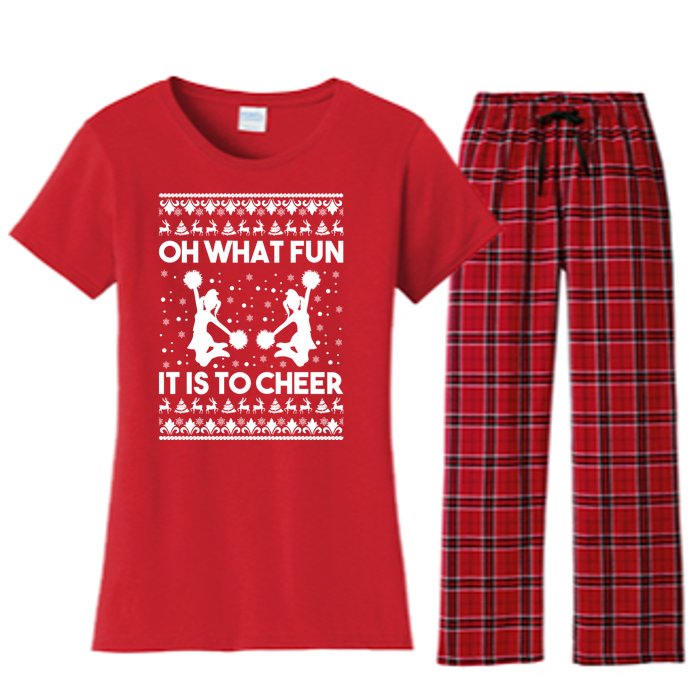 Oh What Fun It Is To Cheer Poms Love Xmas Cheerleader Women's Flannel Pajama Set