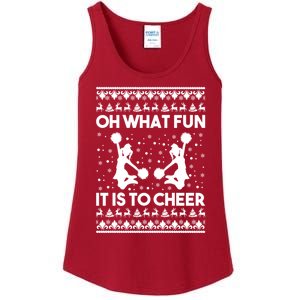 Oh What Fun It Is To Cheer Poms Love Xmas Cheerleader Ladies Essential Tank